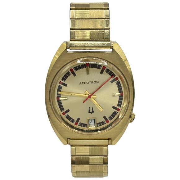 Vintage 1960s Bulova Accutron Men's Calendar Watch 10k RG/18K GF Bezel - J423861 - Picture 1 of 8